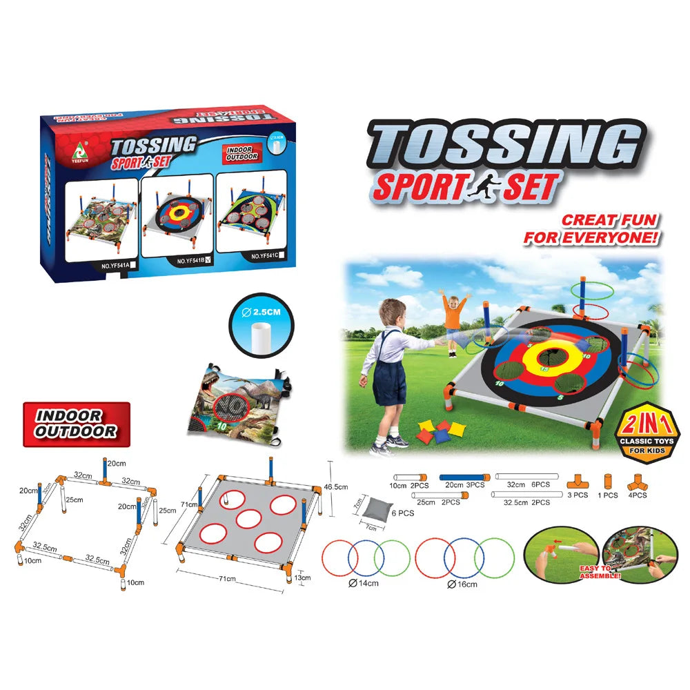 Portable Multi-purpose Cornhole Set, Ferrule Toss Game With 6 Sandbag Bean Bags