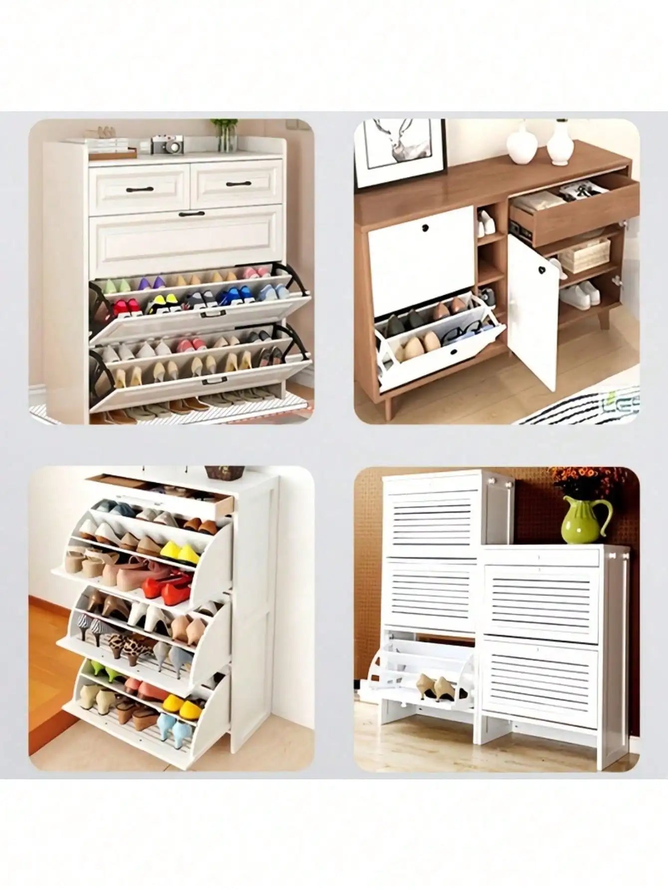 Rotating Shoe Cabinet Double Layer Stainless Steel Space Saving