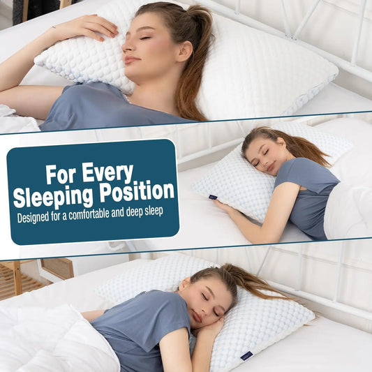 Adjustable Cooling Gel Memory Foam Pillow - Double-Sided Ice Silk & Soft Rayon - King Size