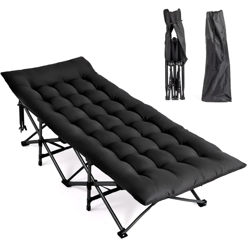 Folding Camping Cot With Mattress Pillow 1200D Oxford Carry Bag